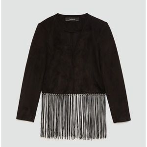 Zara Fringed Faux Suede Jacket